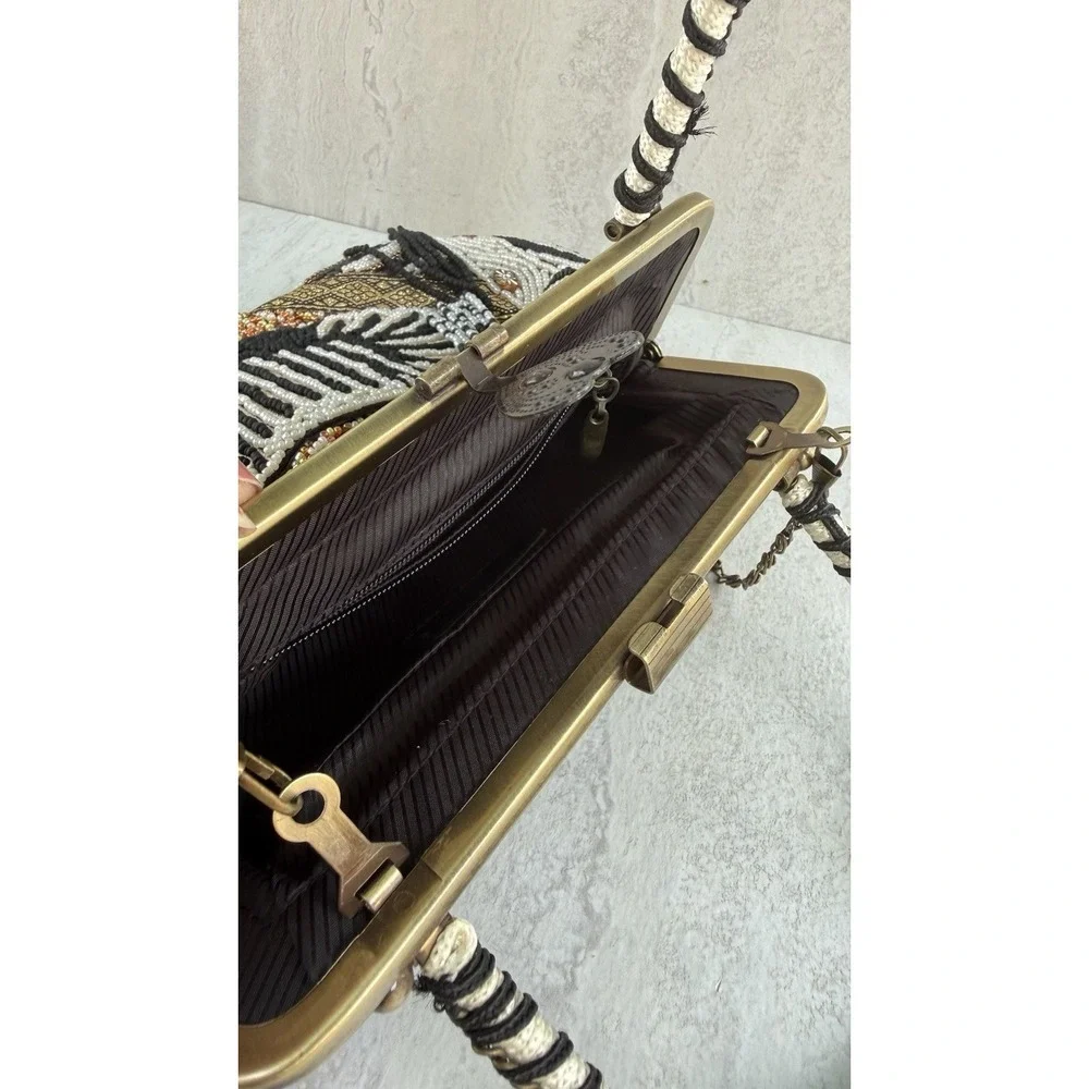 Vtg New Beaded Zebra Handbag Purse Coldwater Creek Mint Condition Never Used 666